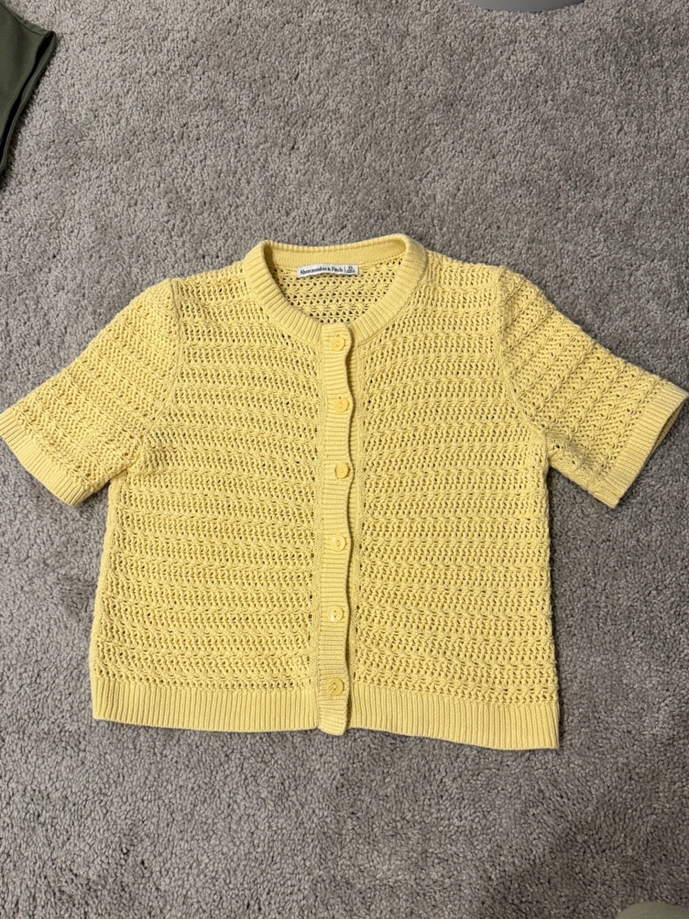 Abercrombie 100% Cotton Textural Short-Sleeve Crew Cardigan - Picture 2 of 3